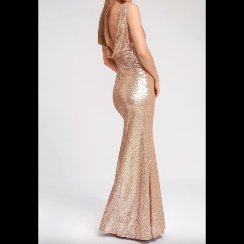 Lulus Slink and Wink Matte Rose Gold Sequin Dress
